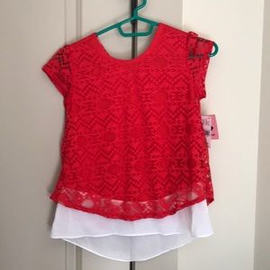 Amy closet large red and white girls blouse new with tags